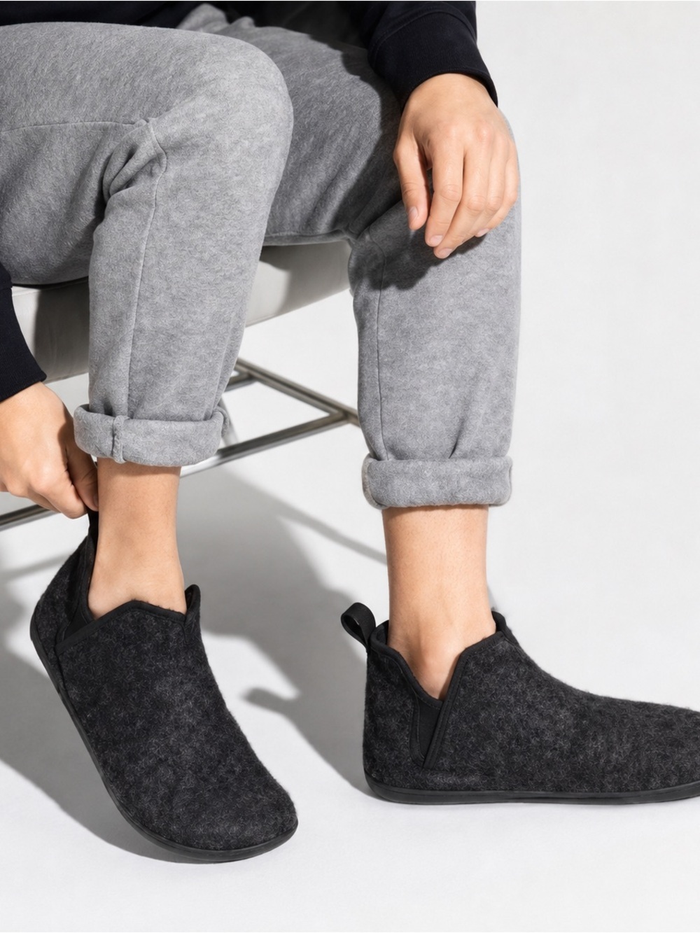 Birkenstock Andermatt Shearling Wool Slipper Boot Anthracite Sz 42 US 9-9.5